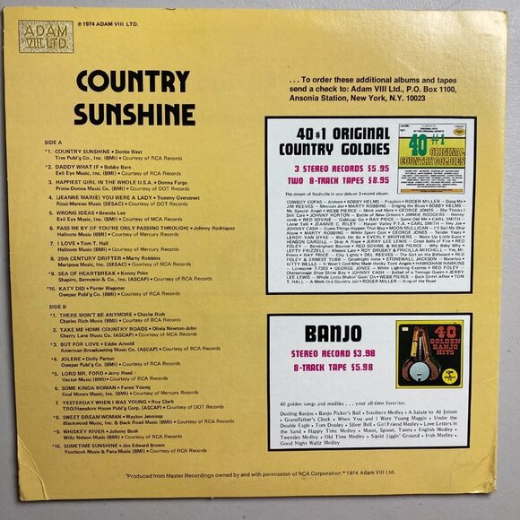 Country Sunshine Vinyl Record Album LP Classic Country Music Various Artists - Picture 3 of 4